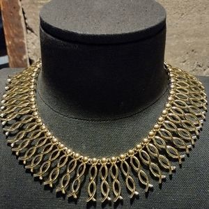 Large gold tone necklace